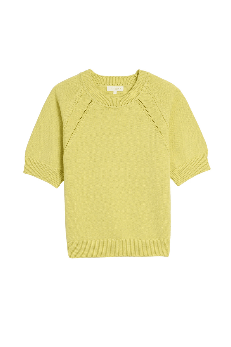 Sweater - DemyLee - Arden Cotton Top in Citron - Archery Close