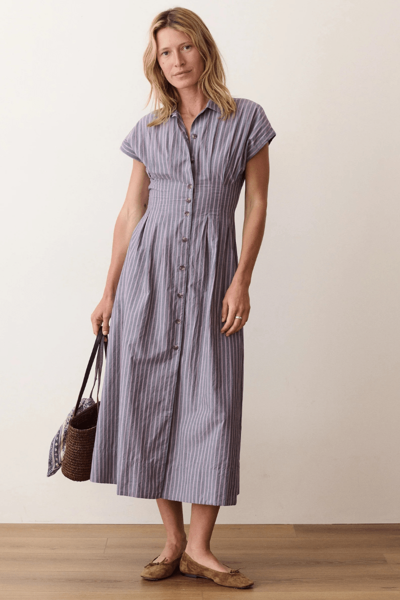 Dresses - Marine Layer - Arden Midi Dress - Archery Close