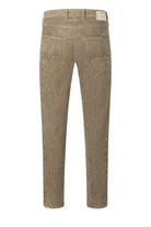 Beige corduroy pants on a white background