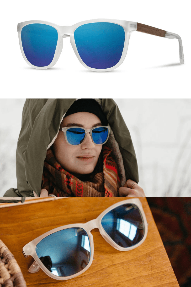 Sunglasses - Shwood Eyewear - Arrowcrest - Matte Crystal Sunglasses - Archery Close