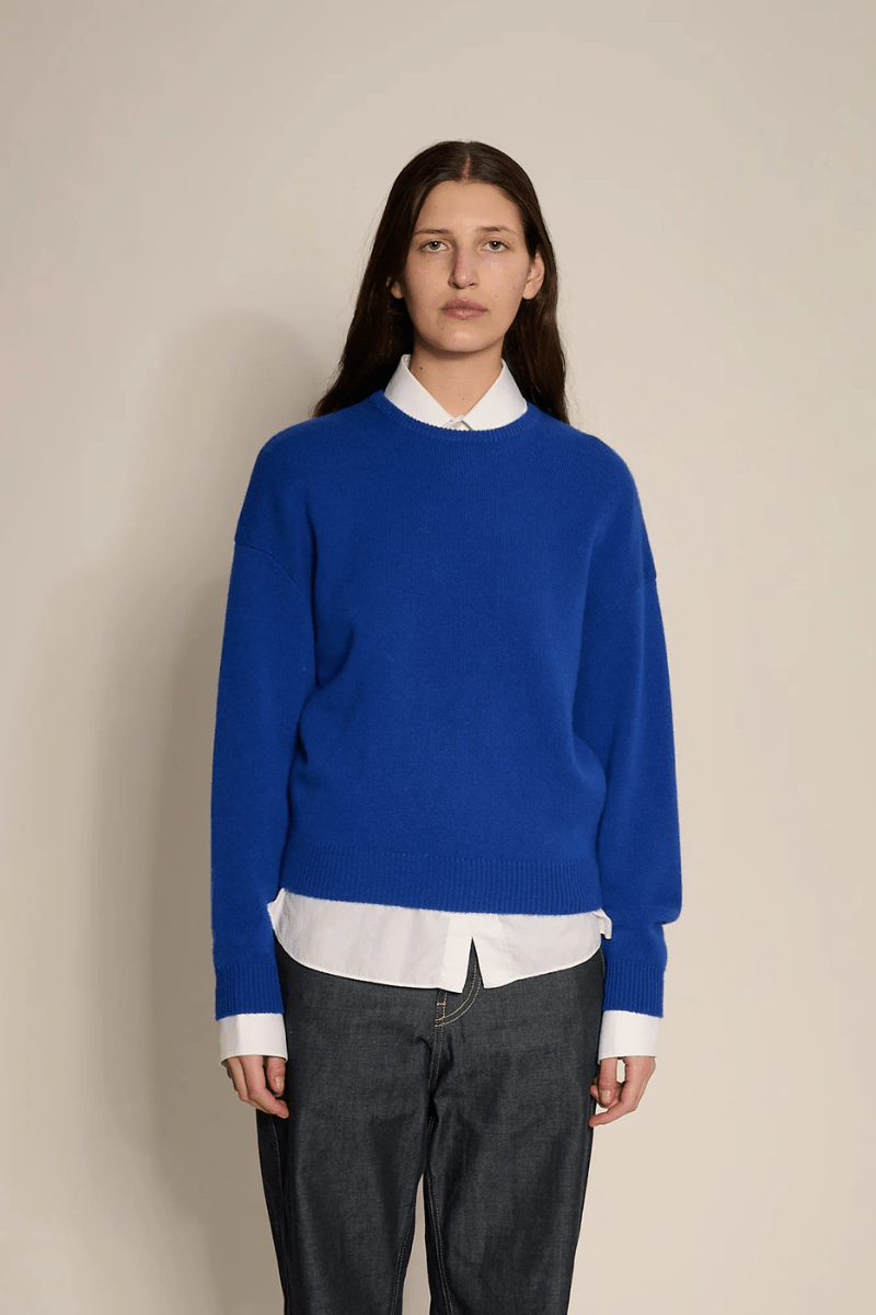 Sweater - DemyLee - Artemis Cashmere Sweater in Blue - Archery Close