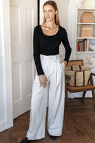 Pants - Emerson Fry - Atelier Pleated Pant 2 in White Swan - Archery Close