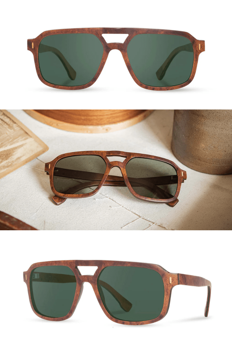Sunglasses - Shwood Eyewear - Auburn - Redwood Burl Sunglasses - Archery Close