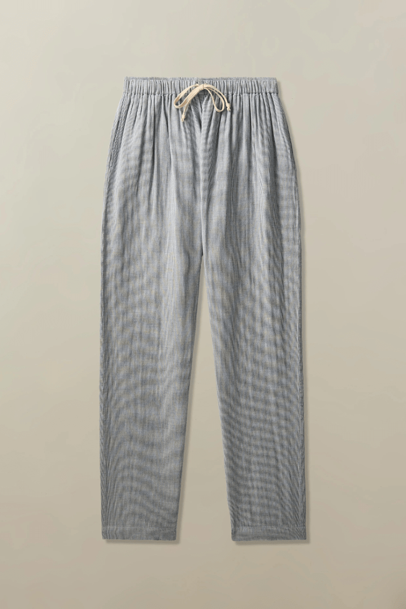 Pants - Road to Nowhere Clothing - Bali Drawstring Pant in Denim Stripe - Archery Close