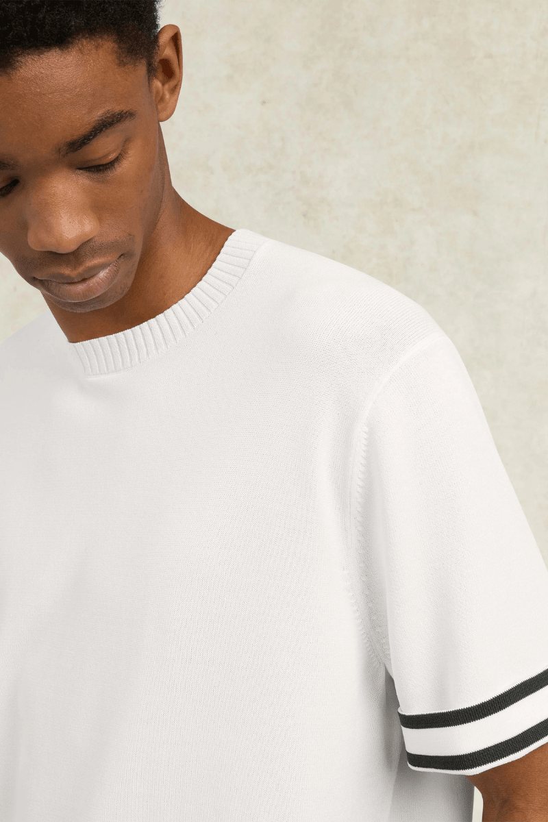 Shirts & Tops - CHE Studios - Baller Knitted T-Shirt in Ivory - Archery Close