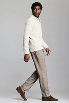 Sweater - Billy Reid - Basketweave Half Zip Sweater in Oatmeal Melange - Archery Close