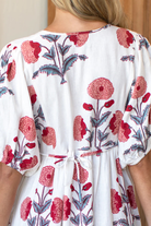 Dresses - Emerson Fry - Bastian Short Dress in Blush Peonies Linen - Archery Close