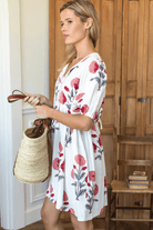 Dresses - Emerson Fry - Bastian Short Dress in Blush Peonies Linen - Archery Close
