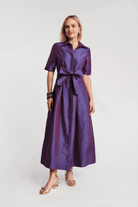 Dresses - Frances Valentine - Bella Maxi Dress in Solid Dupion Violet - Archery Close
