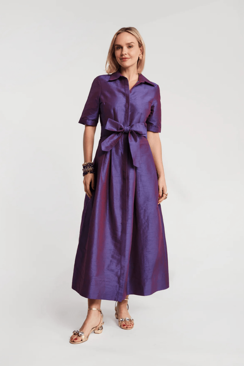 Dresses - Frances Valentine - Bella Maxi Dress in Solid Dupion Violet - Archery Close