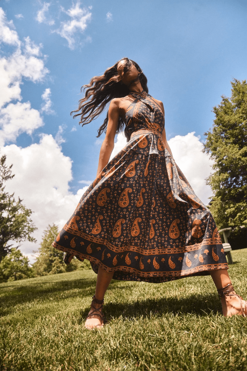 Dresses - Hunter Bell - Bellamy Dress in Glen Paisley - Archery Close