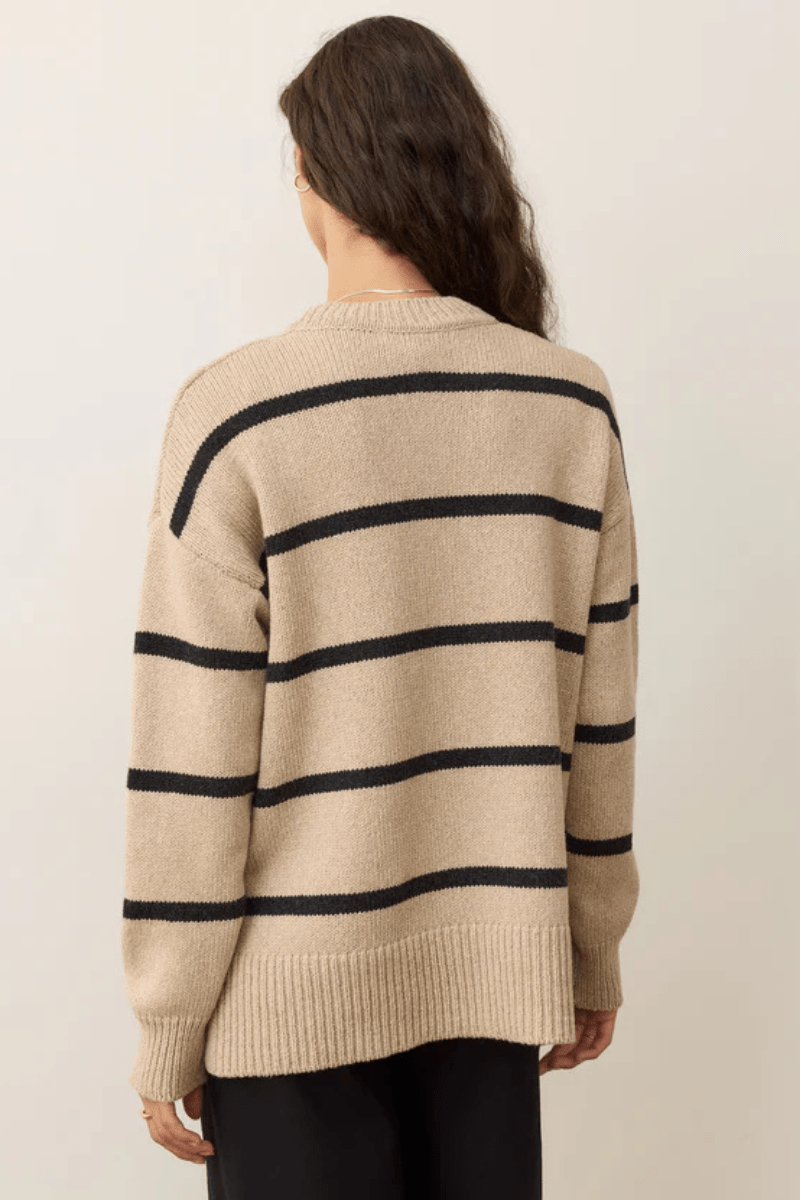 Sweater - Marine Layer - Berkeley Oversized Crewneck Sweater - Archery Close