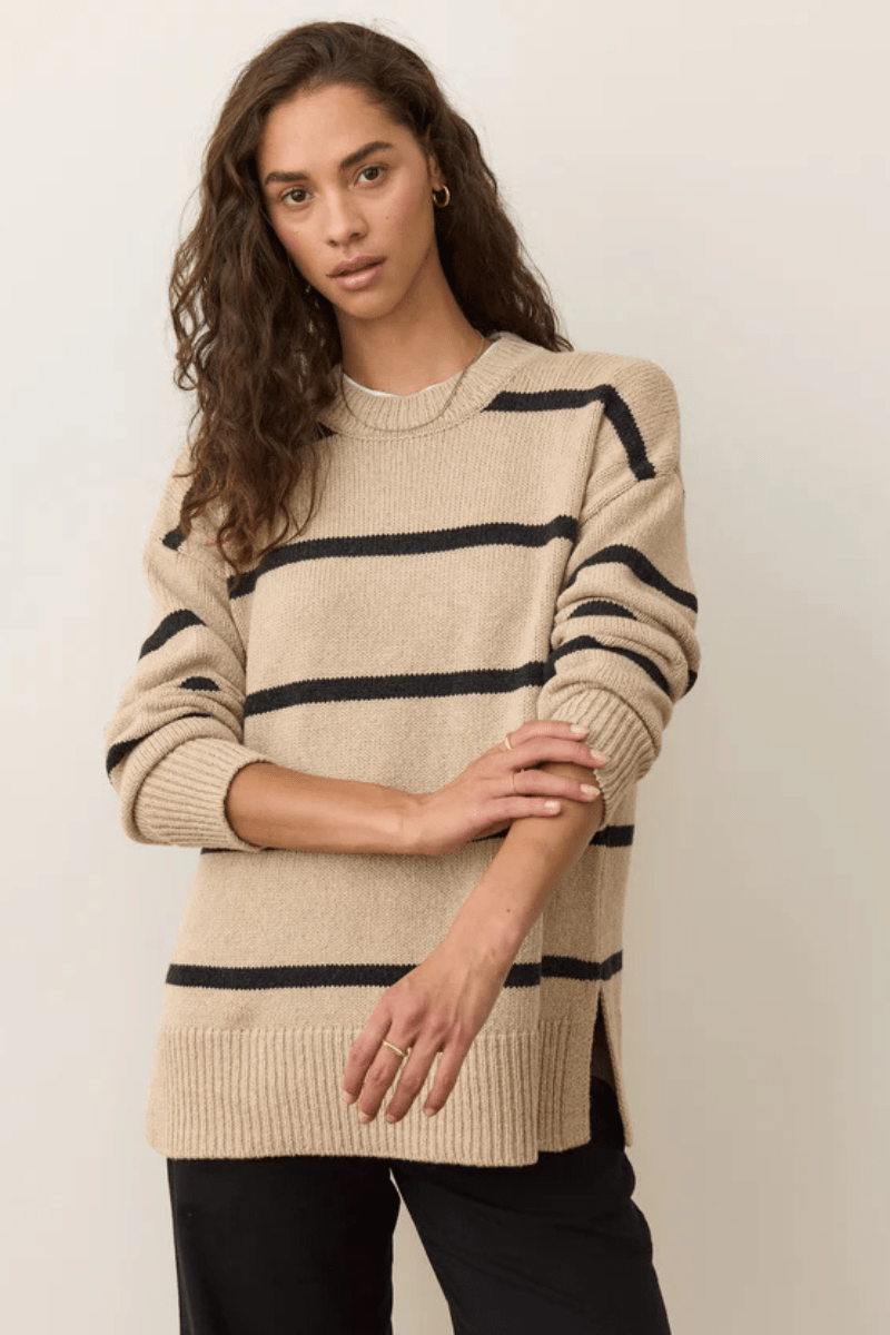 Sweater - Marine Layer - Berkeley Oversized Crewneck Sweater - Archery Close