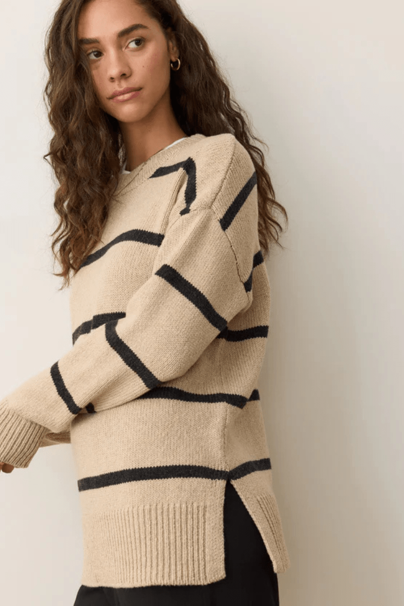 Sweater - Marine Layer - Berkeley Oversized Crewneck Sweater - Archery Close