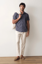 Shirts & Tops - Marine Layer - Better - Than - Linen SS Shirt in India Ink Diamond - Archery Close