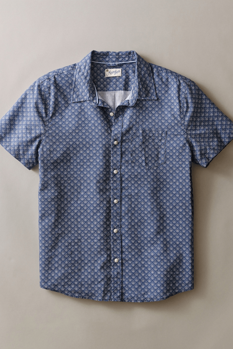 Shirts & Tops - Marine Layer - Better - Than - Linen SS Shirt in India Ink Diamond - Archery Close