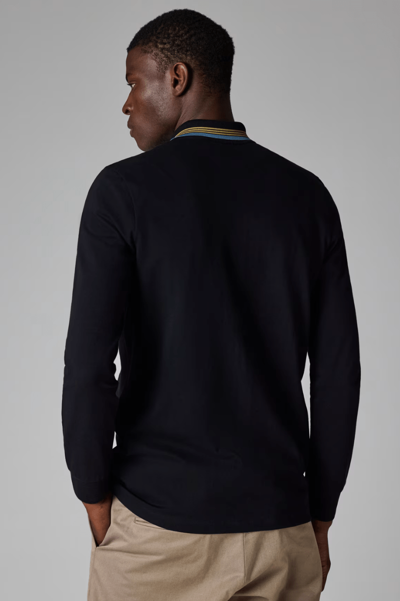 Shirts & Tops - Paul Smith - Black Contrast Tipping Full - Zip Long - Sleeve Polo Shirt - Archery Close