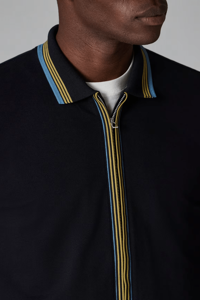 Shirts & Tops - Paul Smith - Black Contrast Tipping Full - Zip Long - Sleeve Polo Shirt - Archery Close