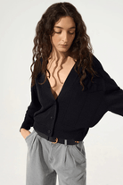 Sweater - Cotelac - Black cotton cardigan - Archery Close