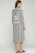 Dresses - Vilagallo - Black Striped Shirt Dress - Archery Close