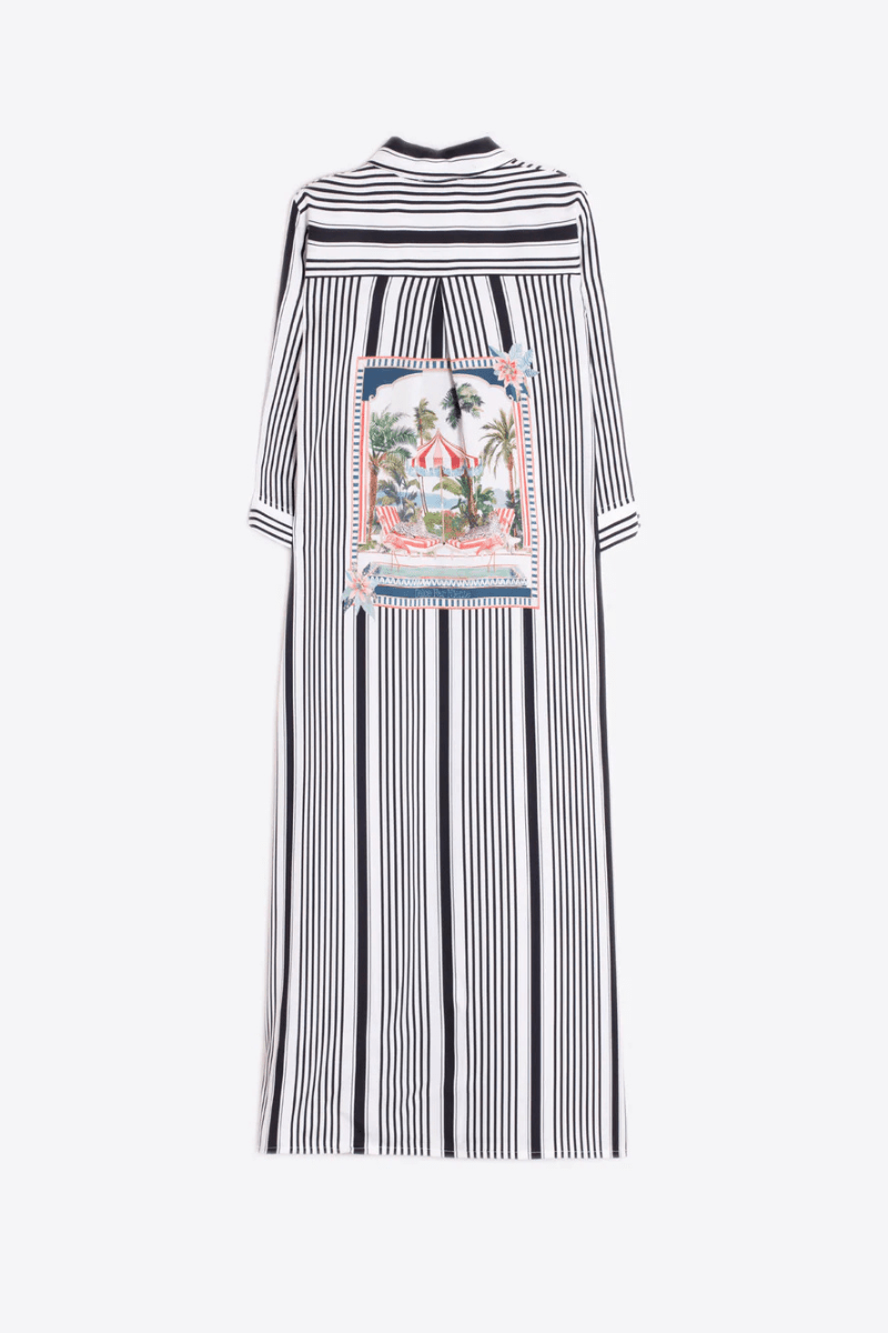 Dresses - Vilagallo - Black Striped Shirt Dress - Archery Close