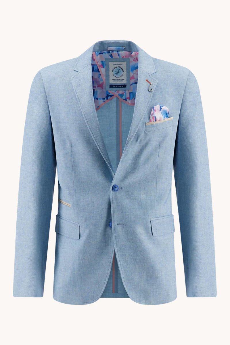 Blazer - A Fish Named Fred - Blazer Linen Look - Aqua Blue - Archery Close