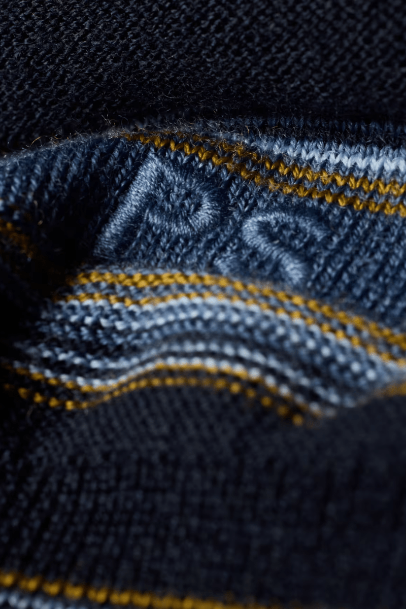 Sweater - Paul Smith - Blue and Navy Stripe Merino Polo Shirt - Archery Close