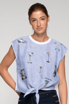 Shirts & Tops - Vilagallo - Blue Striped Golf T-Shirt - Archery Close