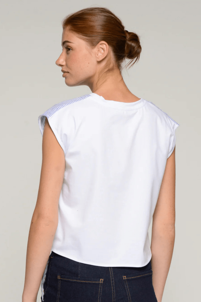 Shirts & Tops - Vilagallo - Blue Striped Golf T-Shirt - Archery Close