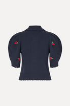 Sweater - Stine Goya - Bobble Knit Polo Cardigan - Cherries - Archery Close