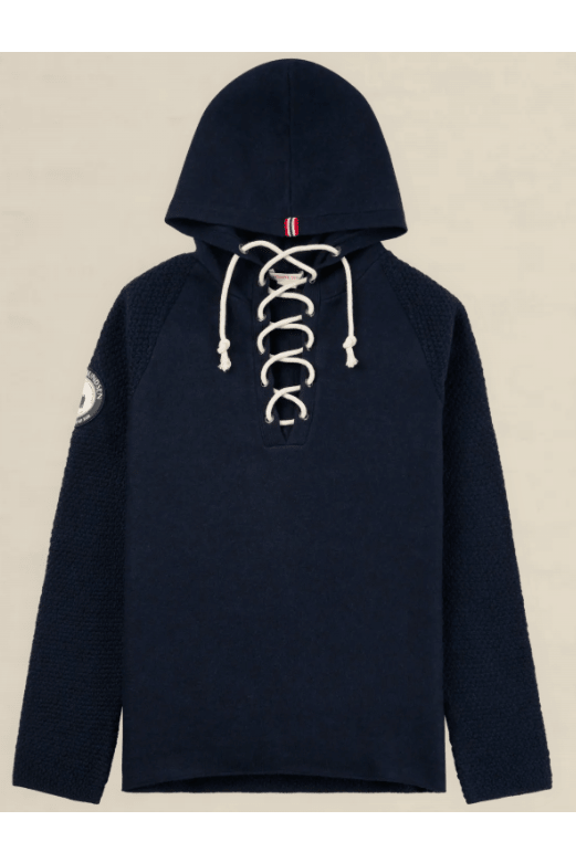 Sweater - Amundsen - Boiled Hoodie Laced - Faded Navy - Archery Close