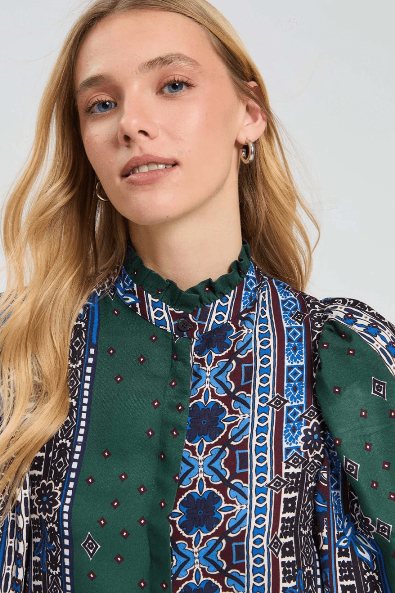 Shirts & Tops - Vilagallo - Border & Floral Shirt - Archery Close