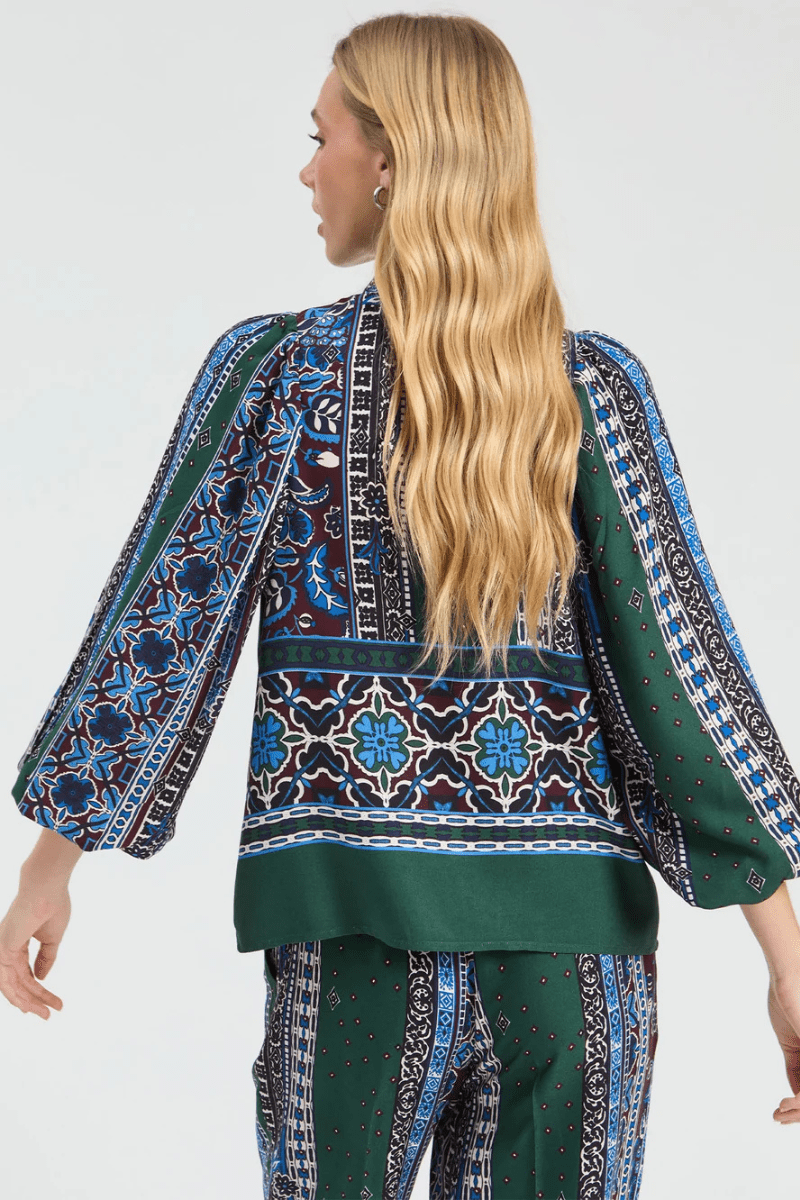 Shirts & Tops - Vilagallo - Border & Floral Shirt - Archery Close