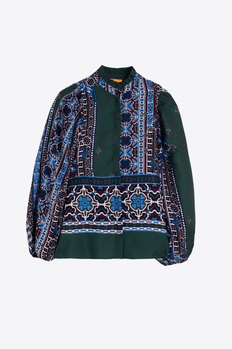 Shirts & Tops - Vilagallo - Border & Floral Shirt - Archery Close
