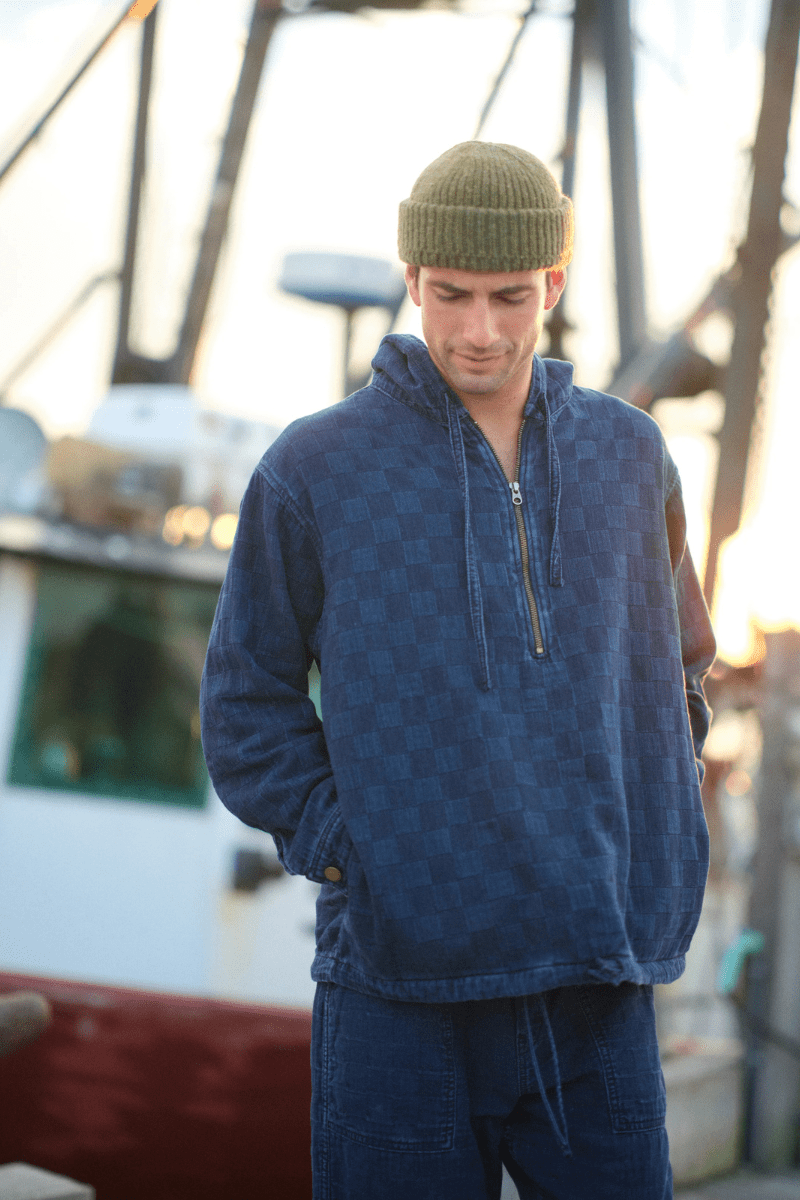 Sweatshirts - Road to Nowhere Clothing - Boro Hoodie in Indigo Patchwork - Archery Close