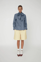 Shirts & Tops - Stella Nova - Bow Tie Shirt in Blue Checks - Archery Close