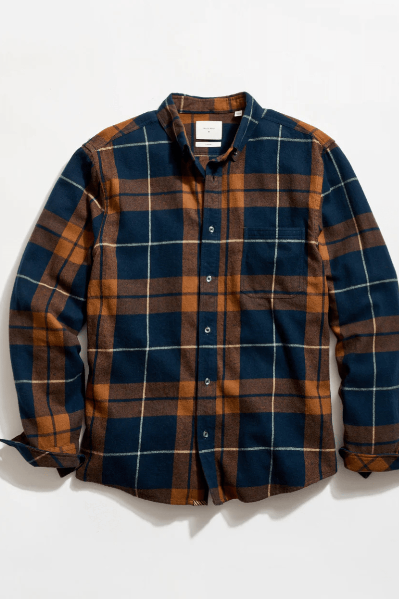Shirts & Tops - Billy Reid - Brushed Bold Plaid Tuscumbia in Carbon Blue Multi - Archery Close