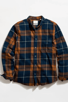 Shirts & Tops - Billy Reid - Brushed Bold Plaid Tuscumbia in Carbon Blue Multi - Archery Close
