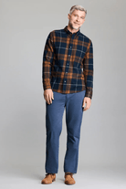 Shirts & Tops - Billy Reid - Brushed Bold Plaid Tuscumbia in Carbon Blue Multi - Archery Close