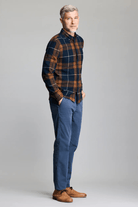 Shirts & Tops - Billy Reid - Brushed Bold Plaid Tuscumbia in Carbon Blue Multi - Archery Close