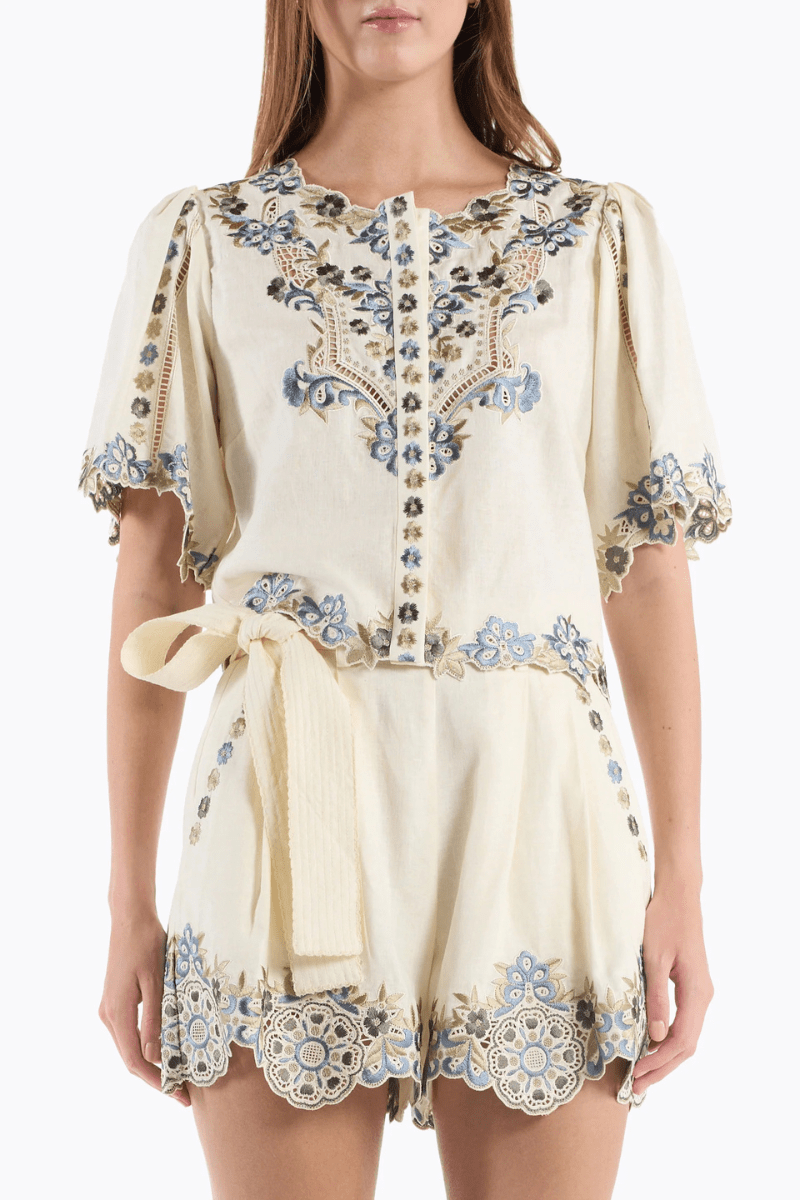 Shirts & Tops - Christy Lynn - Brynn Top in Ivory Ginkgo - Archery Close