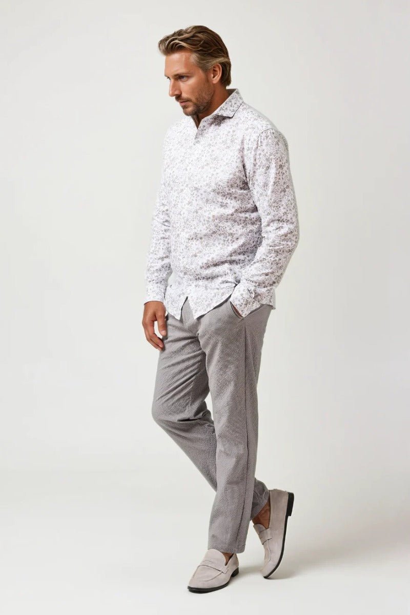 Stone Rose Buonasera - Beige Clubhouse Floral Linen Shirt