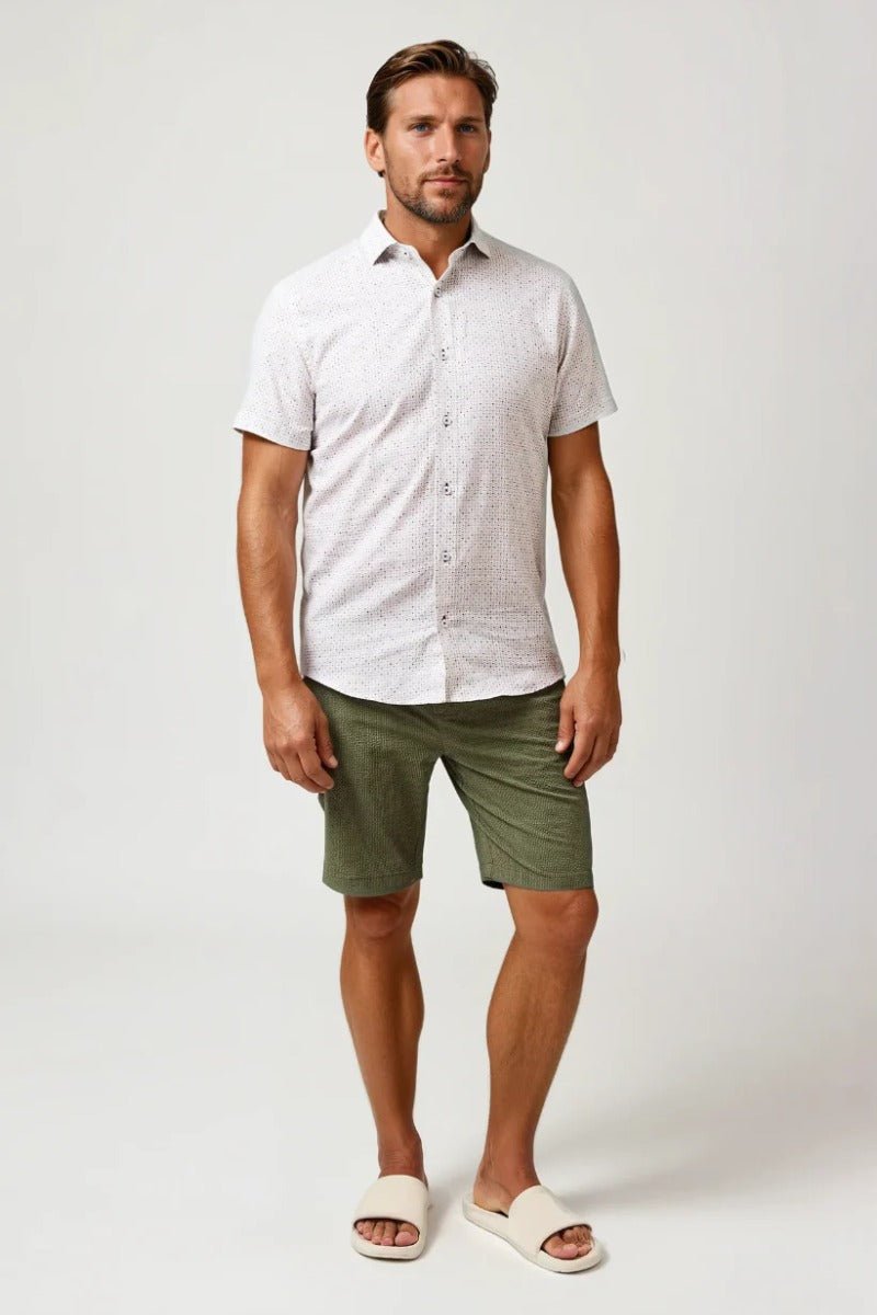 Stone Rose Buonasera - Beige Heirloom Geo Linen Shirt