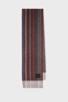 Scarf - Paul Smith - Burgundy Lambswool Stripe Scarf - Archery Close