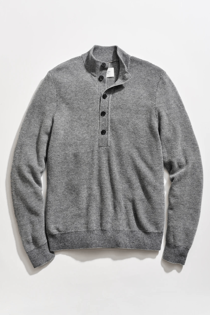 Sweater - Billy Reid - Button Placket Twill Pullover - Archery Close