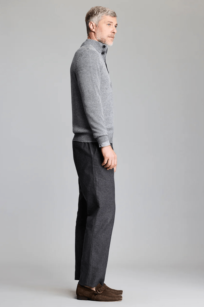 Sweater - Billy Reid - Button Placket Twill Pullover - Archery Close