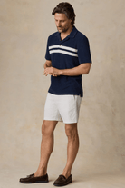 Shirts & Tops - Faherty Brand - Cabana Towel Terry Surf Stripe Polo in Deep Navy - Archery Close