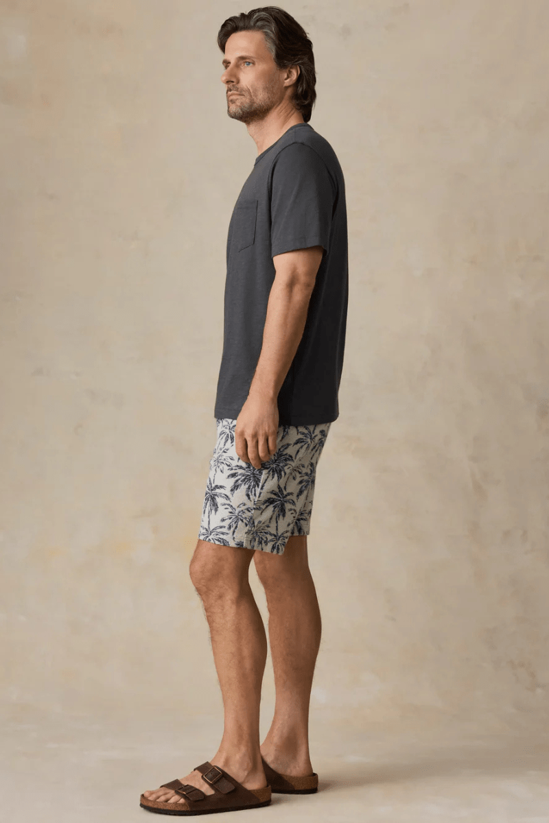 Shorts - Faherty Brand - Cabana Towel Terry Sweatshort - Ivory Tropic Trees - Archery Close