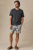 Shorts - Faherty Brand - Cabana Towel Terry Sweatshort - Ivory Tropic Trees - Archery Close