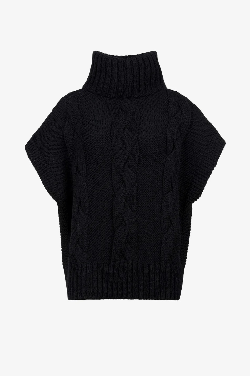 Sweater - Smythe - Cable - Knit Sleeveless Turtleneck - Archery Close
